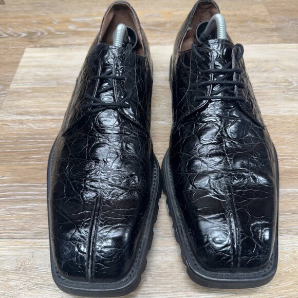 Sergio Brut II Crocodile Black Leather Oxford Shoe Men's Size 11 - Picture 2 of 7